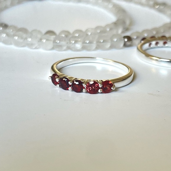 925 Sterling Silver Natural Garnet Band “Vibes” Sizes available US:5,7,8,9 - Picture 14 of 16